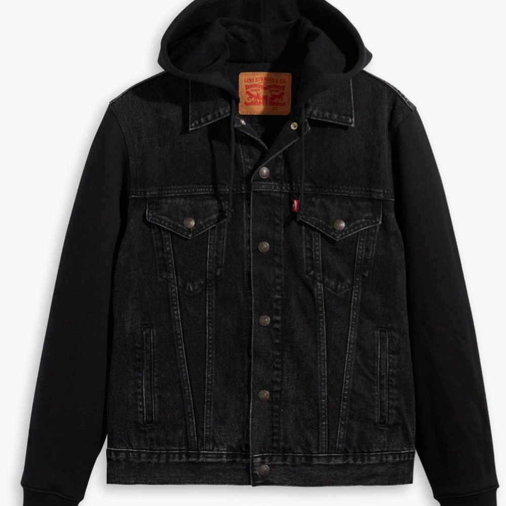 Levi's Black Denim Jacket with Hood